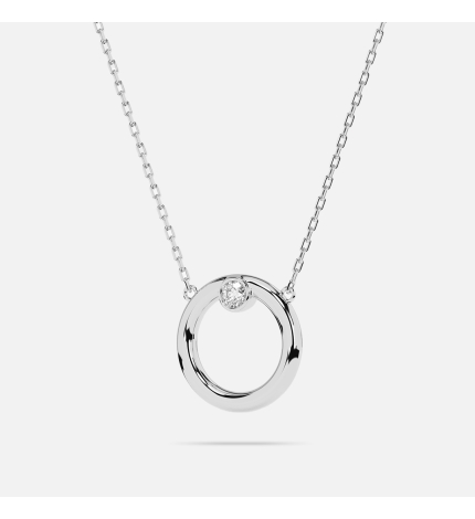 Naszyjnik z białego złota z diamentem 0.03 ct - próba 585 Naszyjnik z białego złota z diamentem 0.03 ct - próba 585