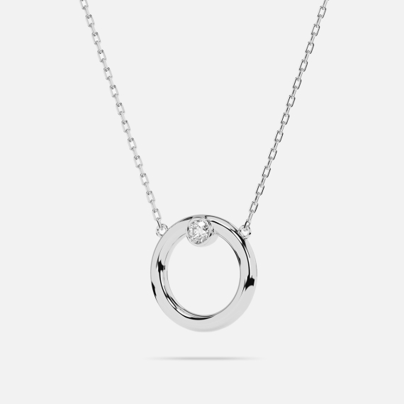 Naszyjnik z białego złota z diamentem 0.03 ct - próba 585 Naszyjnik z białego złota z diamentem 0.03 ct - próba 585