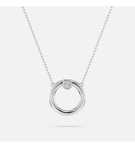 Naszyjnik z białego złota z diamentem 0.03 ct - próba 585 Naszyjnik z białego złota z diamentem 0.03 ct - próba 585