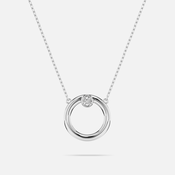 Naszyjnik z białego złota z diamentem 0.03 ct - próba 585