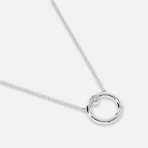 Naszyjnik z białego złota z diamentem 0.03 ct - próba 585 Naszyjnik z białego złota z diamentem 0.03 ct - próba 585