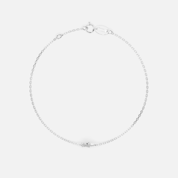Bransoletka z zawieszką gwiazdy z białego złota z diamentami 0.08 ct - próba 585 Bransoletka z zawieszką gwiazdy z białego złota z diamentami 0.08 ct - próba 585