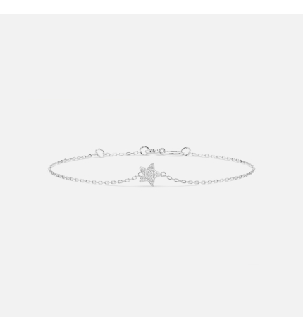 Bransoletka z zawieszką gwiazdy z białego złota z diamentami 0.08 ct - próba 585 Bransoletka z zawieszką gwiazdy z białego złota z diamentami 0.08 ct - próba 585