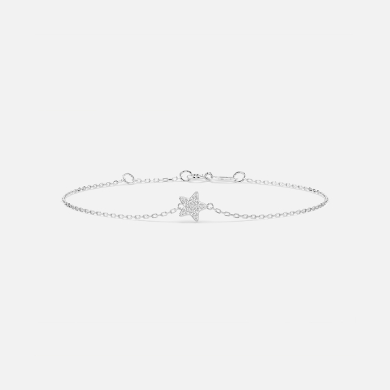 Bransoletka z zawieszką gwiazdy z białego złota z diamentami 0.08 ct - próba 585 Bransoletka z zawieszką gwiazdy z białego złota z diamentami 0.08 ct - próba 585