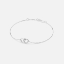 Bransoletka z zawieszką dwóch serc z białego złota z diamentami 0.08 ct - próba 585 Bransoletka z zawieszką dwóch serc z białego złota z diamentami 0.08 ct - próba 585