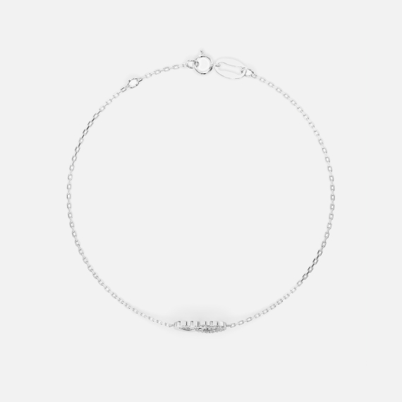Bransoletka z zawieszką dwóch serc z białego złota z diamentami 0.08 ct - próba 585 Bransoletka z zawieszką dwóch serc z białego złota z diamentami 0.08 ct - próba 585