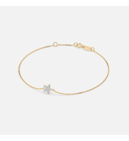 Złota bransoletka z zawieszką gwiazdy z diamentami 0.08 ct - próba 585 Złota bransoletka z zawieszką gwiazdy z diamentami 0.08 ct - próba 585