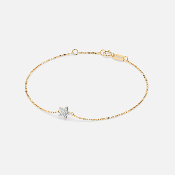 Złota bransoletka z zawieszką gwiazdy z diamentami 0.08 ct - próba 585
