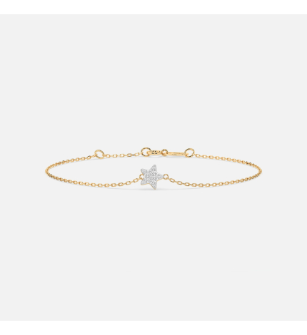 Złota bransoletka z zawieszką gwiazdy z diamentami 0.08 ct - próba 585 Złota bransoletka z zawieszką gwiazdy z diamentami 0.08 ct - próba 585
