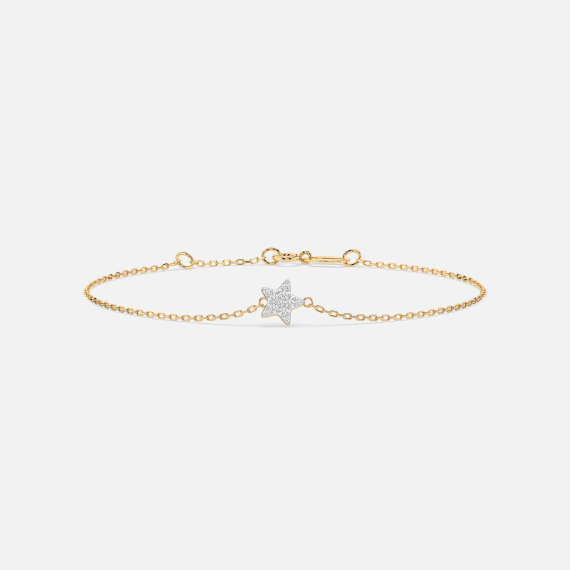 Złota bransoletka z zawieszką gwiazdy z diamentami 0.08 ct - próba 585 Złota bransoletka z zawieszką gwiazdy z diamentami 0.08 ct - próba 585