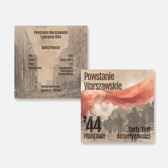 2 uncje sztabka srebra Powstanie Warszawskie 2 uncje sztabka srebra Powstanie Warszawskie