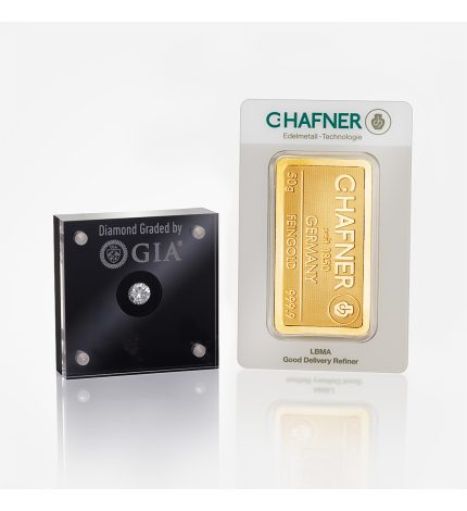 Zestaw złota sztabka 50 g i diament 0.18 ct Zestaw złota sztabka 50 g i diament 0.18 ct