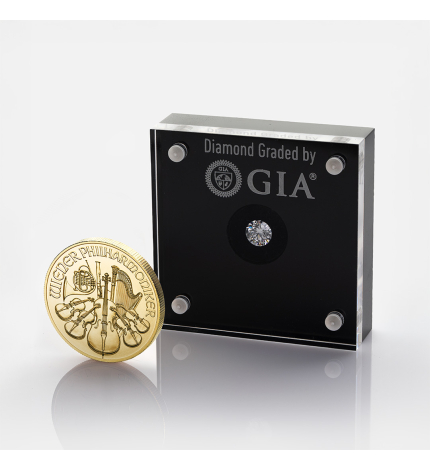 Zestaw złota moneta Wiedeńscy Filharmonicy 1 uncja i diament 0.22 ct Zestaw złota moneta Wiedeńscy Filharmonicy 1 uncja i diament 0.22 ct