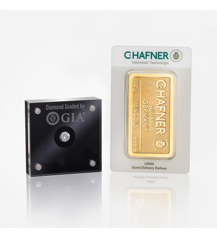 Zestaw złota sztabka 100 g i diament 0.45 ct Zestaw złota sztabka 100 g i diament 0.45 ct