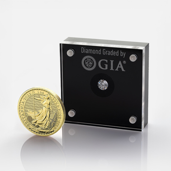 Zestaw złota moneta Britannia 1 uncja i diament 0.19 ct Zestaw złota moneta Britannia 1 uncja i diament 0.19 ct