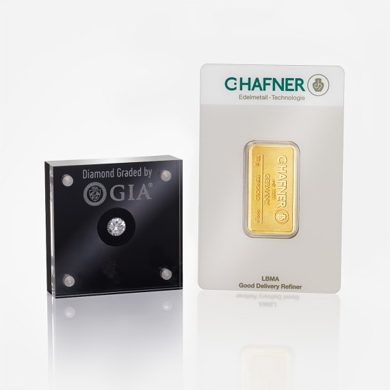 Zestaw złota sztabka 10 g i diament 0.64 ct Zestaw złota sztabka 10 g i diament 0.64 ct