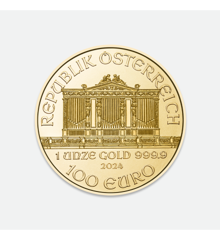 Zestaw złota moneta Wiedeńscy Filharmonicy 1 uncja i diament 0.22 ct Zestaw złota moneta Wiedeńscy Filharmonicy 1 uncja i diament 0.22 ct
