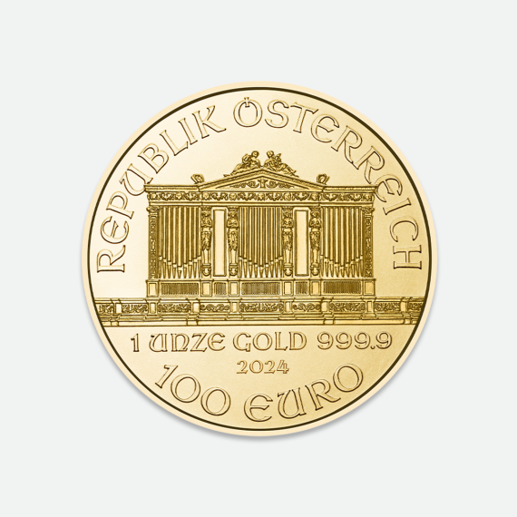 Zestaw złota moneta Wiedeńscy Filharmonicy 1 uncja i diament 0.22 ct Zestaw złota moneta Wiedeńscy Filharmonicy 1 uncja i diament 0.22 ct