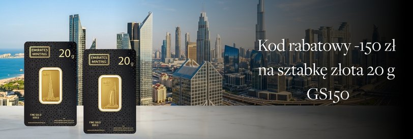Kod rabatowy na sztabkę złota 20 g