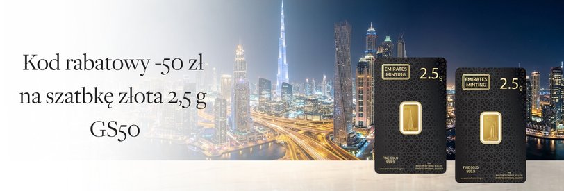 Kod rabatowy na sztabkę złota 2,5 g